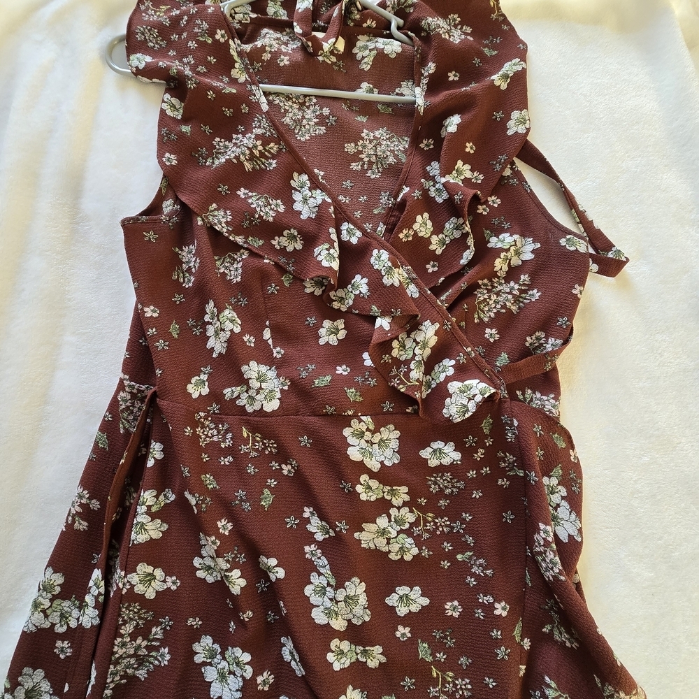 Max Studio Red Asymmetrical Sundress with Flutter Sleeves - Picture 8 of 8